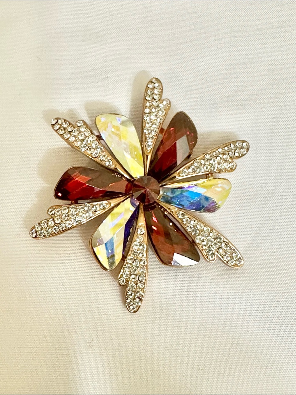 Crystal Floral Brooch Pin - Multicolor Accent
